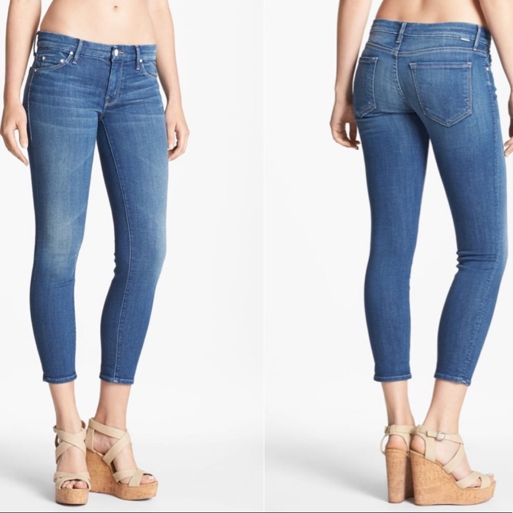 MOTHER The Looker Crop in Peppermint Kisses